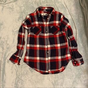 Red white and blue plaid flannel
